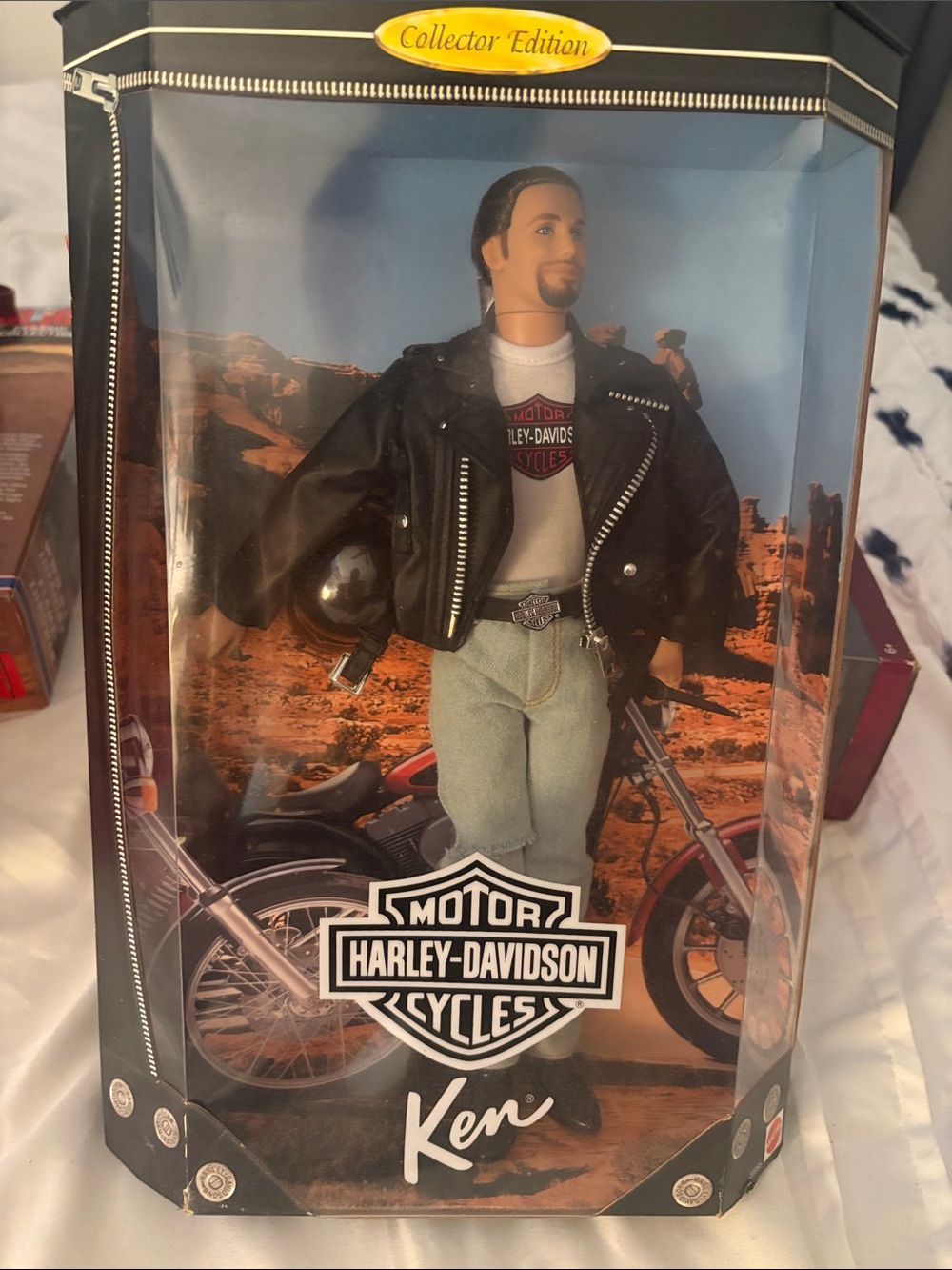 Harley-Davidson Black Leather Jacket Doll with White Logo Tee